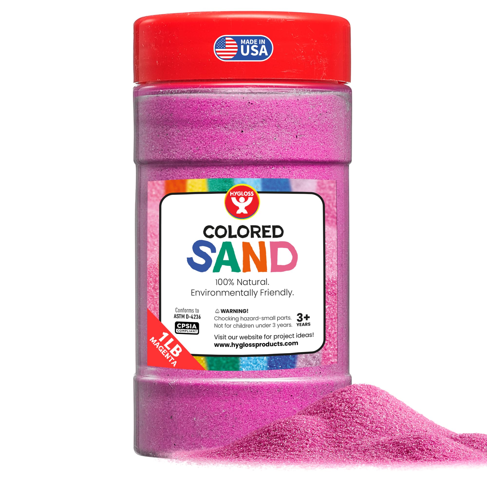 Hygloss Colored Sand for Crafts – 1 lb Bottle, Magenta – Vibrant Colorful Fine Sensory Play Sand Art Kits for Kids – Classroom Activities for Children 3 4 5 6 7 8 9 10 11 12 – Safe for Ages 3+