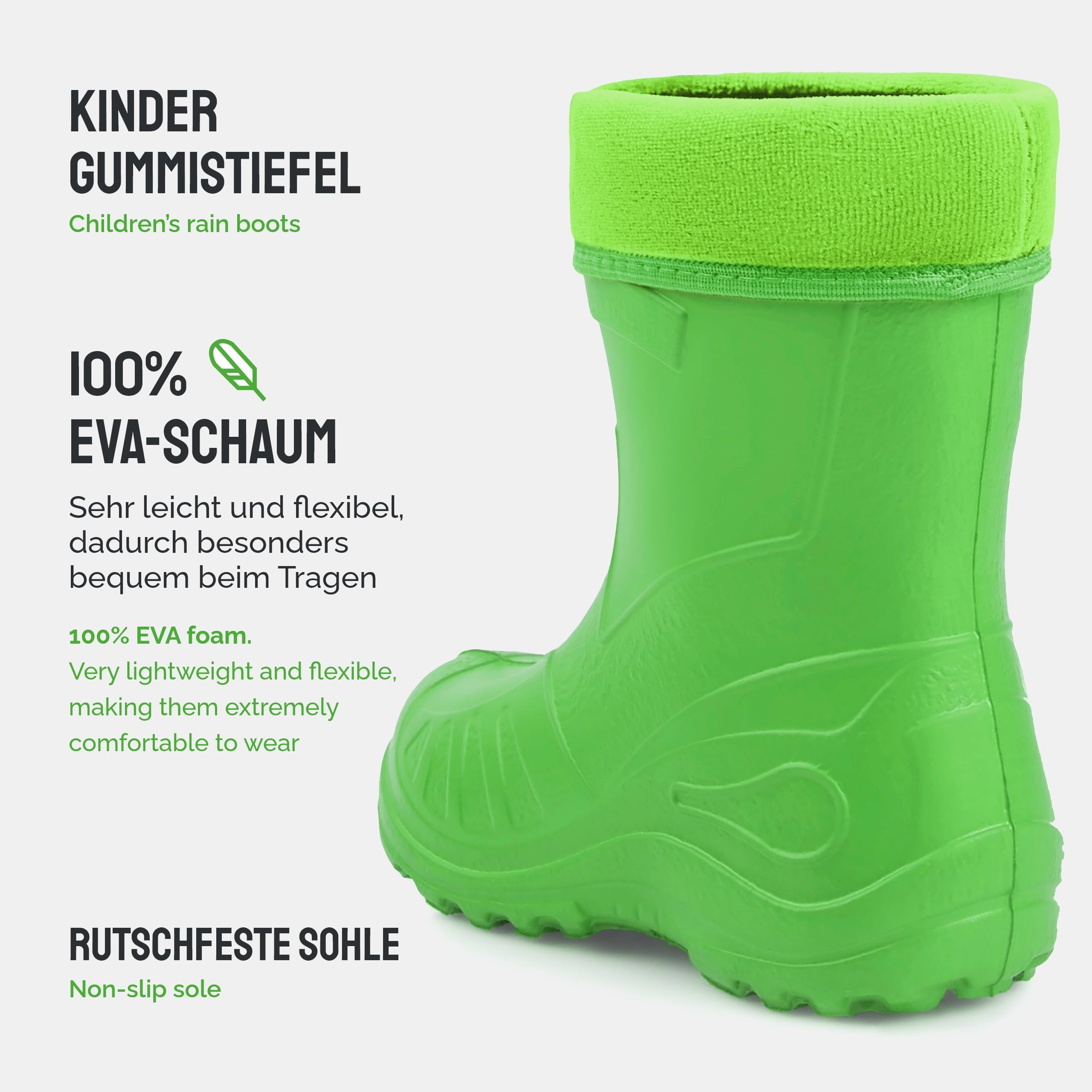 Ladeheid Gummistiefel Kinder federleichte und wasserdichte Eva Thermo Regenstiefel Gummistiefel gefüttert KL050