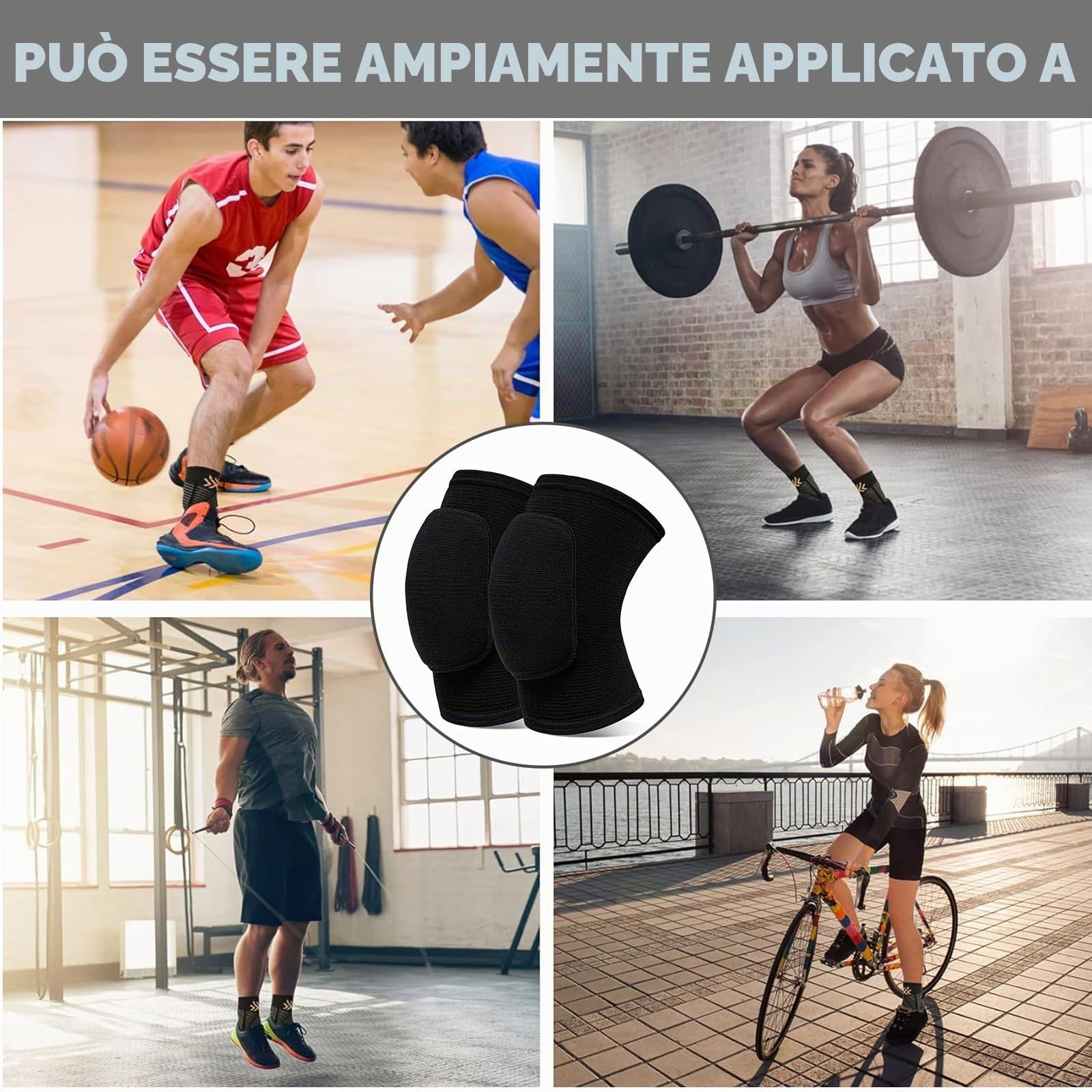 1 Paio Ginocchiere Sportive,Unisex Ginocchiere Pallavolo Danza Morbide Protezione Ginocchio Sostegno Manica Elastica Yoga Ginocchiere Palestra,per Bici Calcio Basket Ginnastica Ritmica(M)