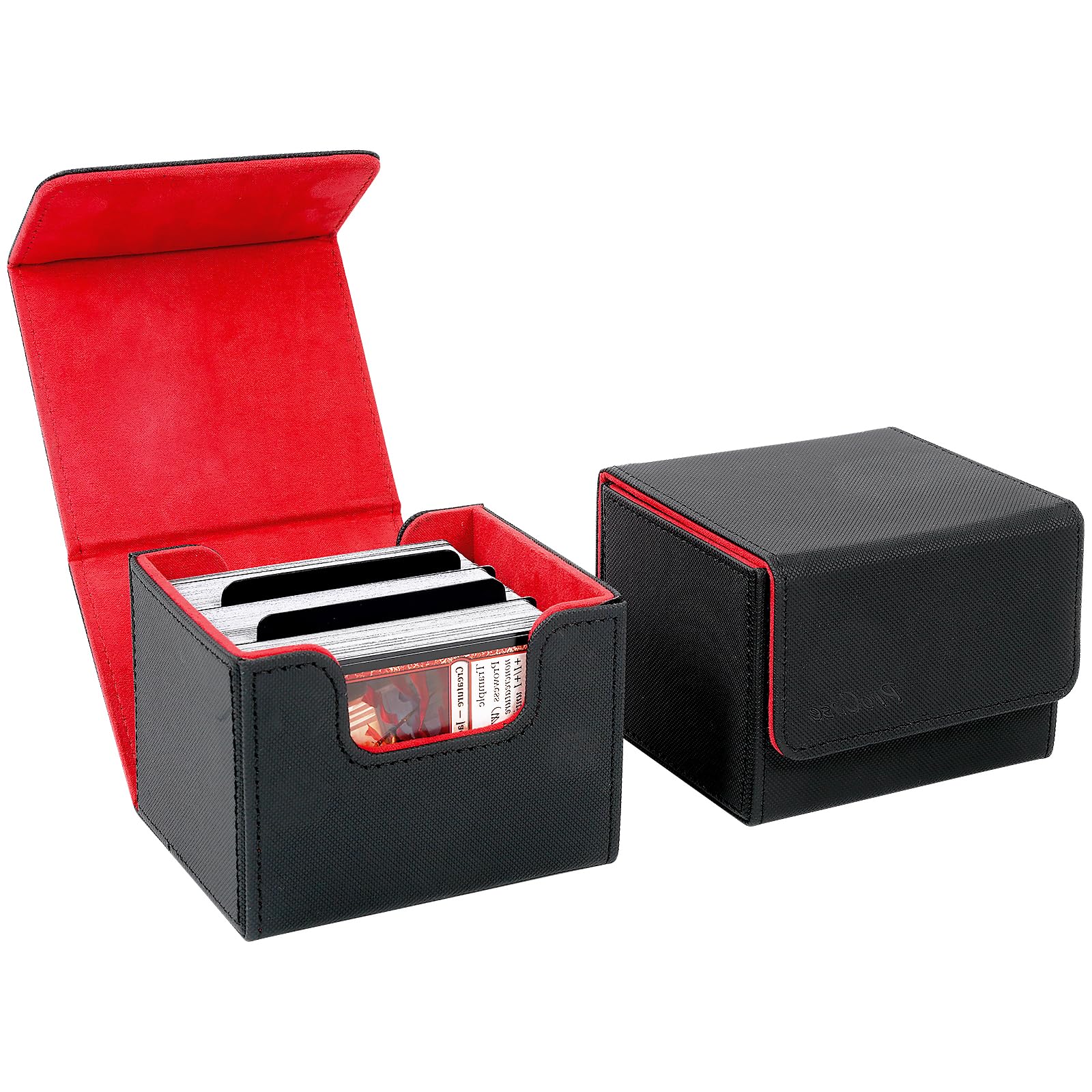 ProCase Card Deck Box for Trading Cards 2 Pack 320+, Leather Magnetic Closure Commander Card Storage Case with 4 Dividers for SleevedCards, Fit MTG, YuGiOh, Sport Cards -Black