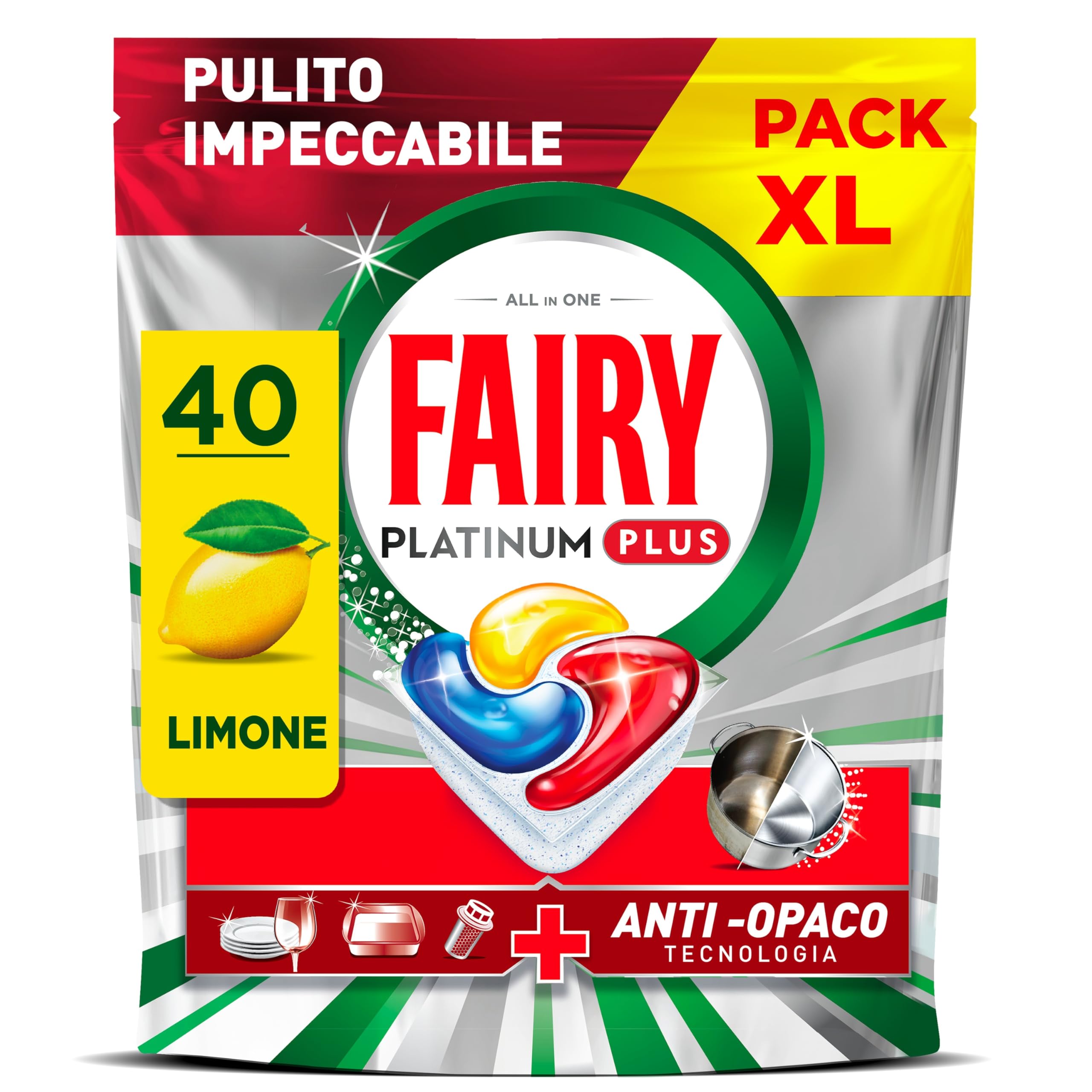 Fairy Platinum 40 Capsule Lavastoviglie Limone