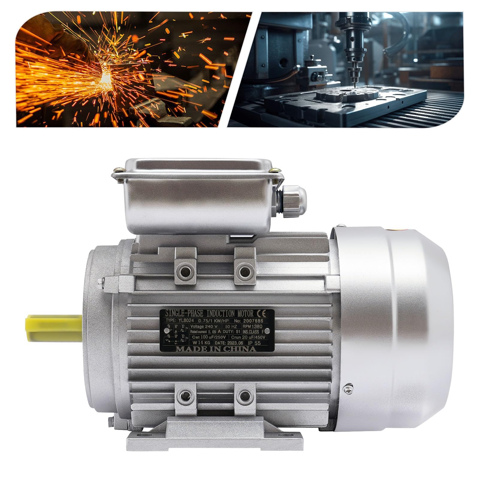 Motor eléctrico monofásico mezclador de cemento de hormigón 1380 rpm para compresor de arranque pesado CA motor eléctrico