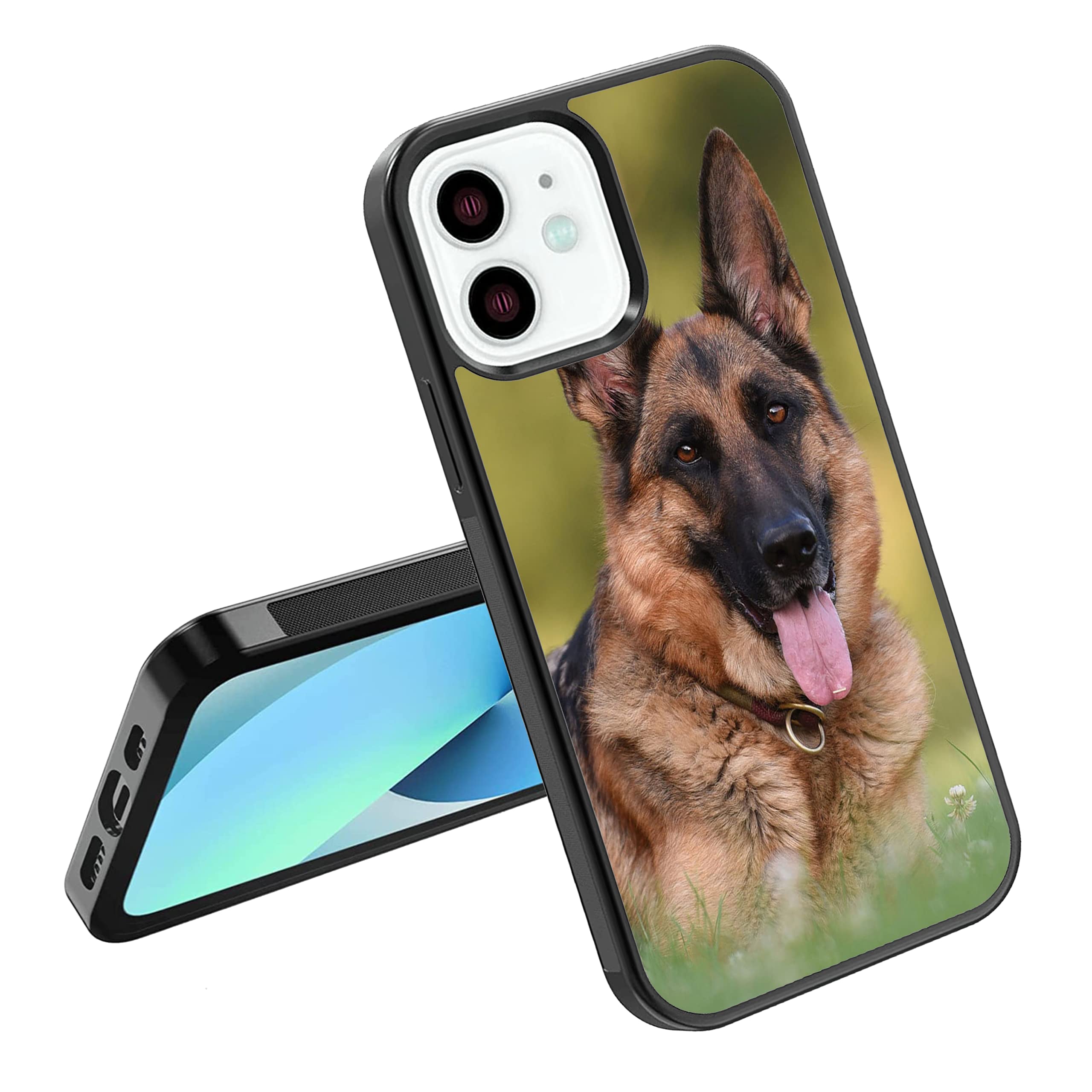 Phone Case Cover Compatible with iPhone SE 7 8 X XR 11 12 13 14 15 Plus Mini Pro Max Silicone Style Shockproof - German Shepherd Dog Pet Animal Black
