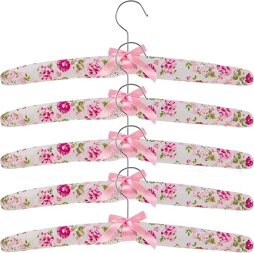 Perchas acolchadas para ropa, 5 piezas gruesas acolchadas para suéteres, perchas acolchadas para mujeres, fundas de lona de espuma no satinada para