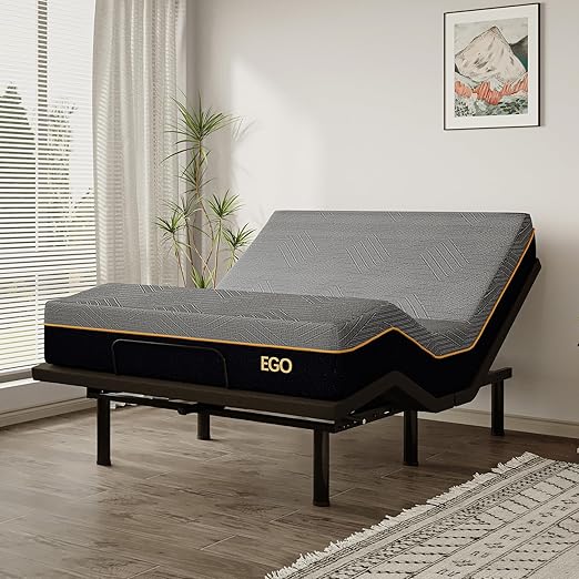 EGOHOME Adjustable Bed Frame Twin XL and 12 inch Memory Foam Mattress,Wireless Remote Adjustable Bed Base with 12" Adjustable Legs and Head and Foot Incline, Zero Gravity, Easy Assembly