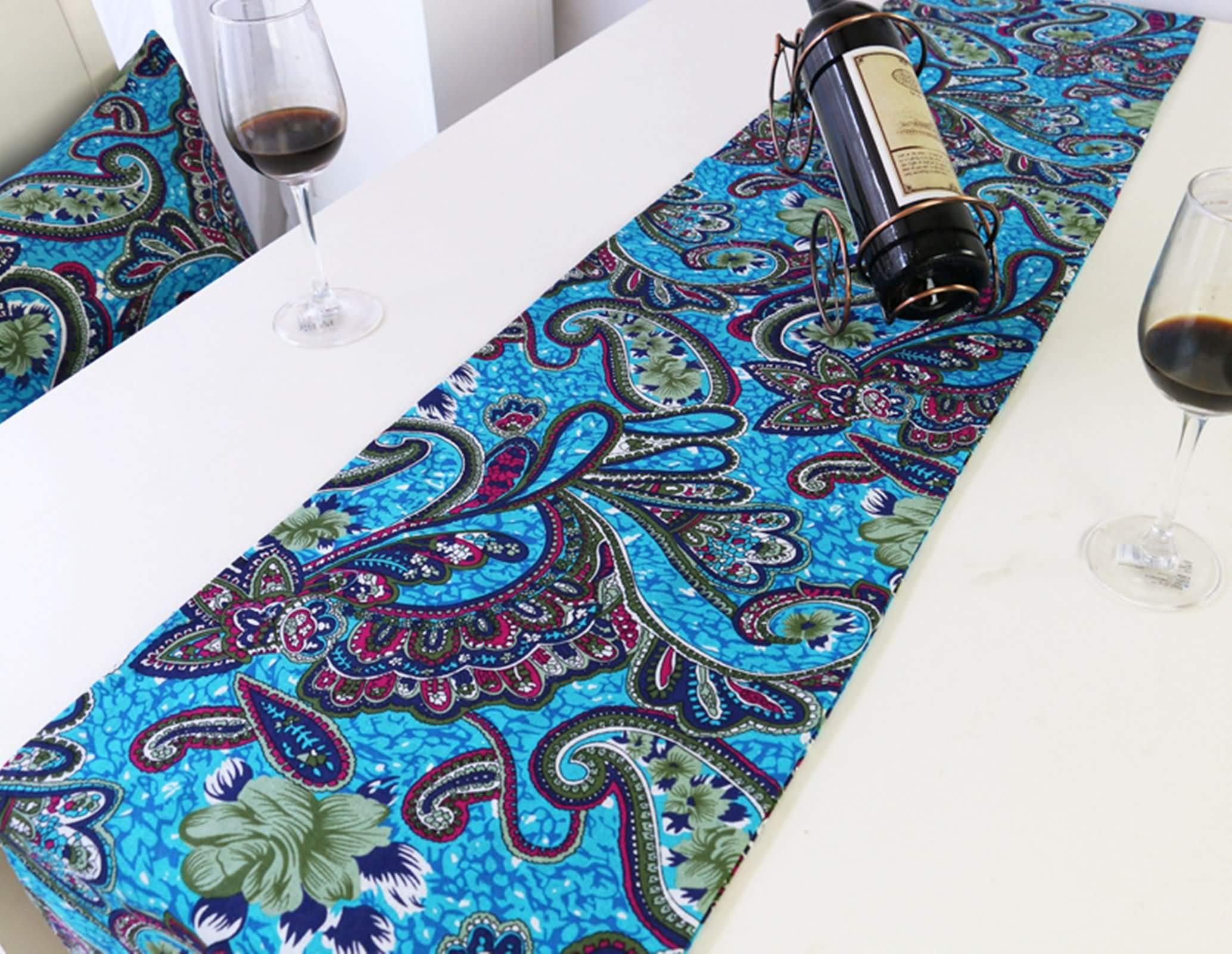 Epinki Natale Runner 32x200CM Fiori di Peonia Tinta Unita con Nappe Blu Scuro Beige per Feste, Vacanze, Matrimoni Cotone Lino