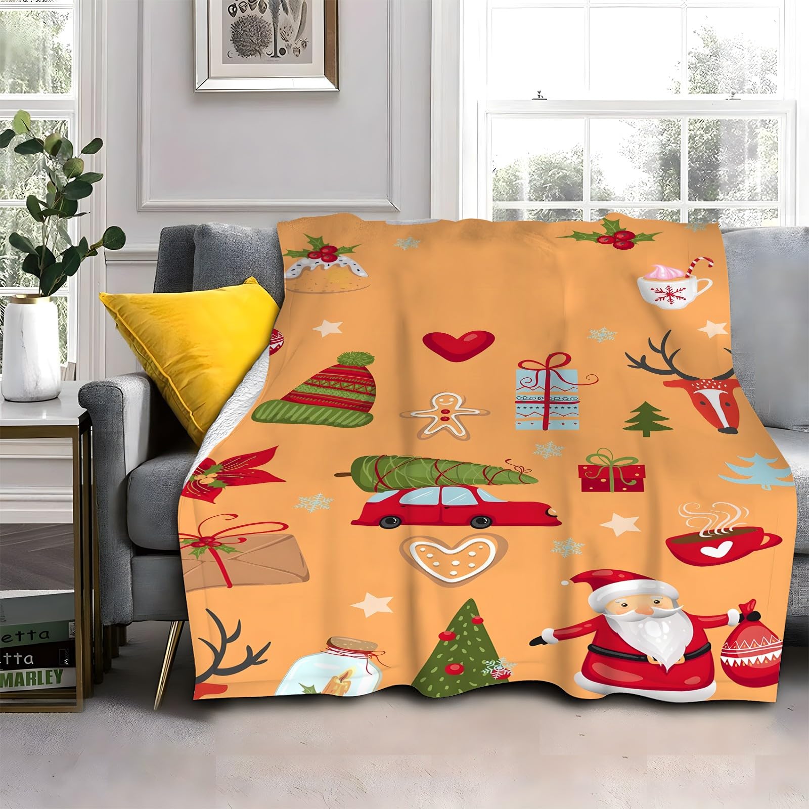 Koc BabboBoże Narodzenie Koce Samochodowe Koc Łóżko Pojedyncze Ciepły Miękki Koc Sofa Puszysty Flanelowy 180 x 200 cm Na Wszystkie Pory Roku