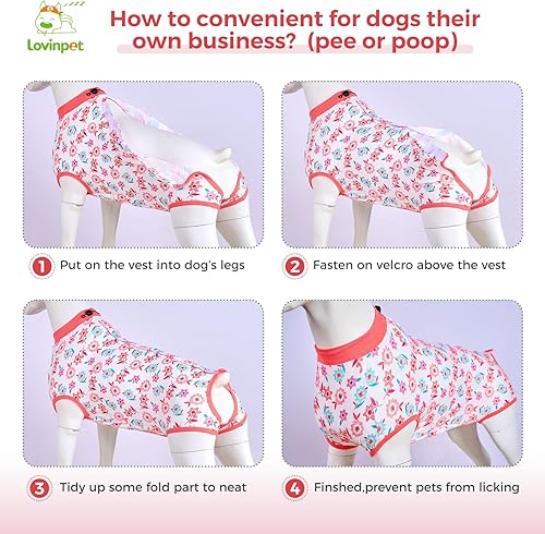 Miniatura 10 de LovinPet Trajes de cuerpo para perros después de la cirugía  Traje de recuperación de cirugía para perros hembras y machos, protección antilamidas,
