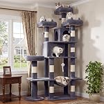 Arbre de chat, lourd service pour le chat intérieur, 71 Grande tour de chat de pouce avec poste d'éraflure et perche supérieure, Hammock, Condo de gros chat pour les chats adultes Kittens, gris, PMT03GY