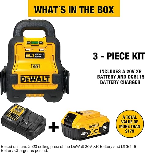 Miniatura 4 de DeWalt DXAE20VBBK Amplificador de batería con batería de iones de litio de 20V XR 5 AH y cargador de batería DCB115