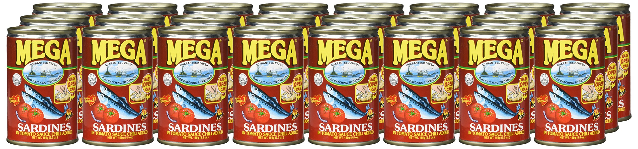 Mega Sardinen Tomaten Sauce & Chili/rot, 24er Pack (24 x 155 g)