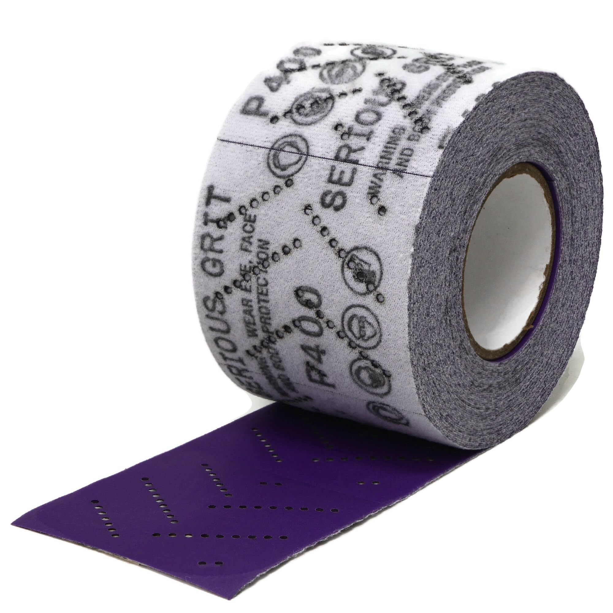 Serious Grit 400 Grit Hook & Loop Ceramic Sandpaper Roll - 70mm x 12m Multi-Hole Dustless Abrasive Roll for Automotive, Wood, and Metal Sanding -