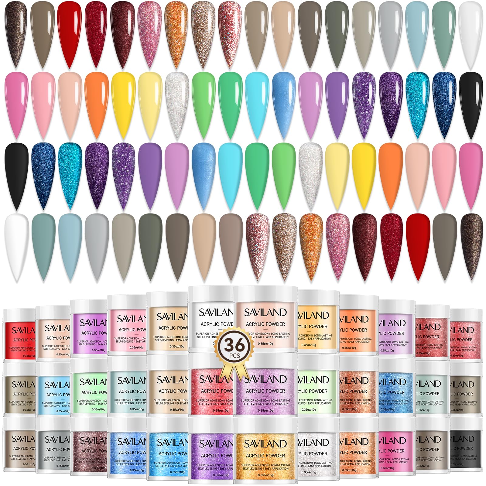 SAVILAND Set di smalti acrilici in polvere, 36 colori