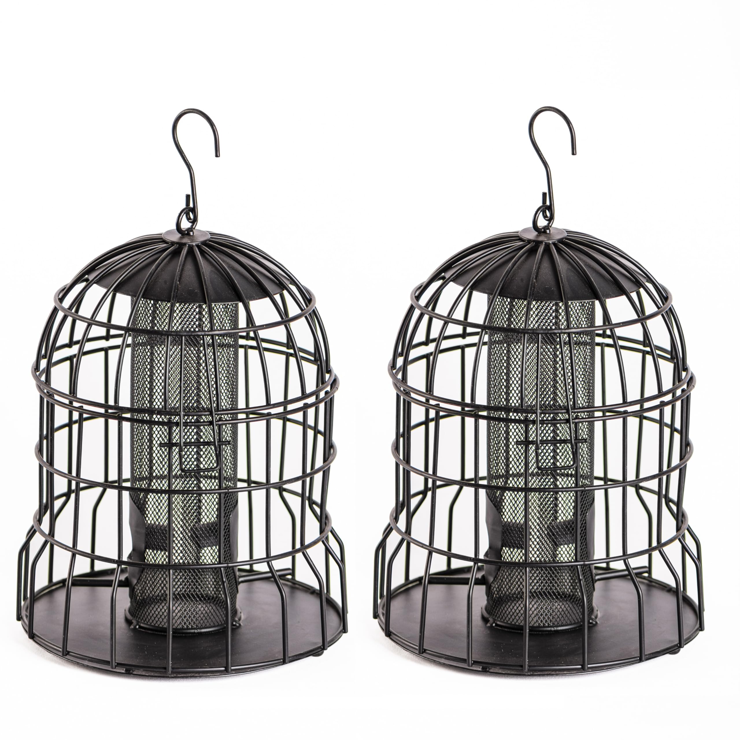 Happy Beaks Heavy Duty Squirrel Proof Bird Feeder – Weatherproof Metal Seed Feeder for Small Songbirds, Anti-Bacterial Coating, 500g Capacity (Peanut Feeder x2)