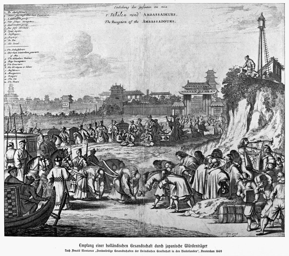 Japan Dutch Ambassadors Nreception Of The Dutch Ambassadors At Hirado Japan C1669 Contemproary Engraving Poster Print by (24 x 36)