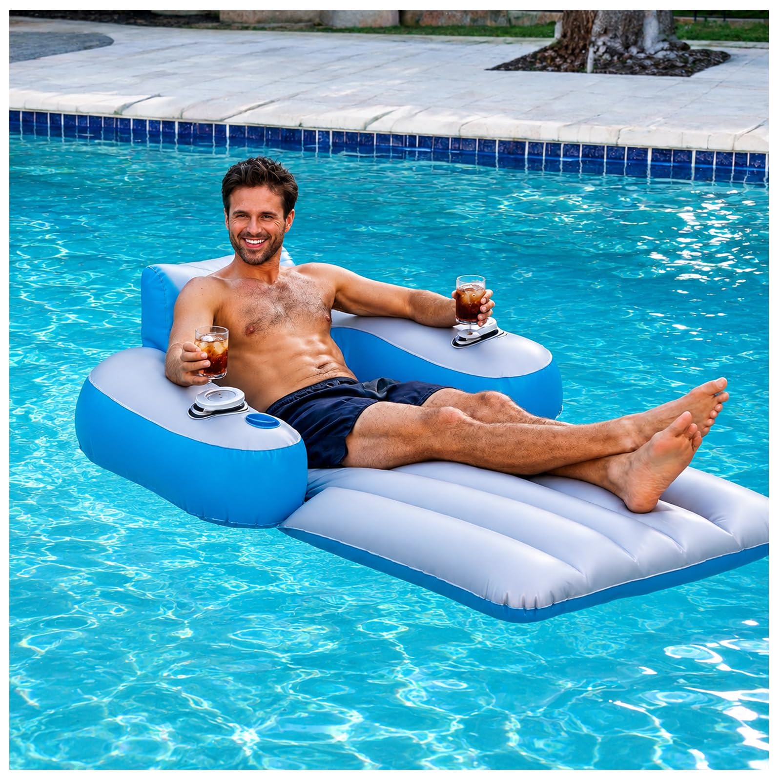 Flotador Motorizado Para Adulto, Tumbona Recargable Con Batería, Control Joystick, Hélice Simple O Doble, Control 360° Y Capacidad De 250 Lb Para Piscina O Lago Rectangular(DualPropellers)