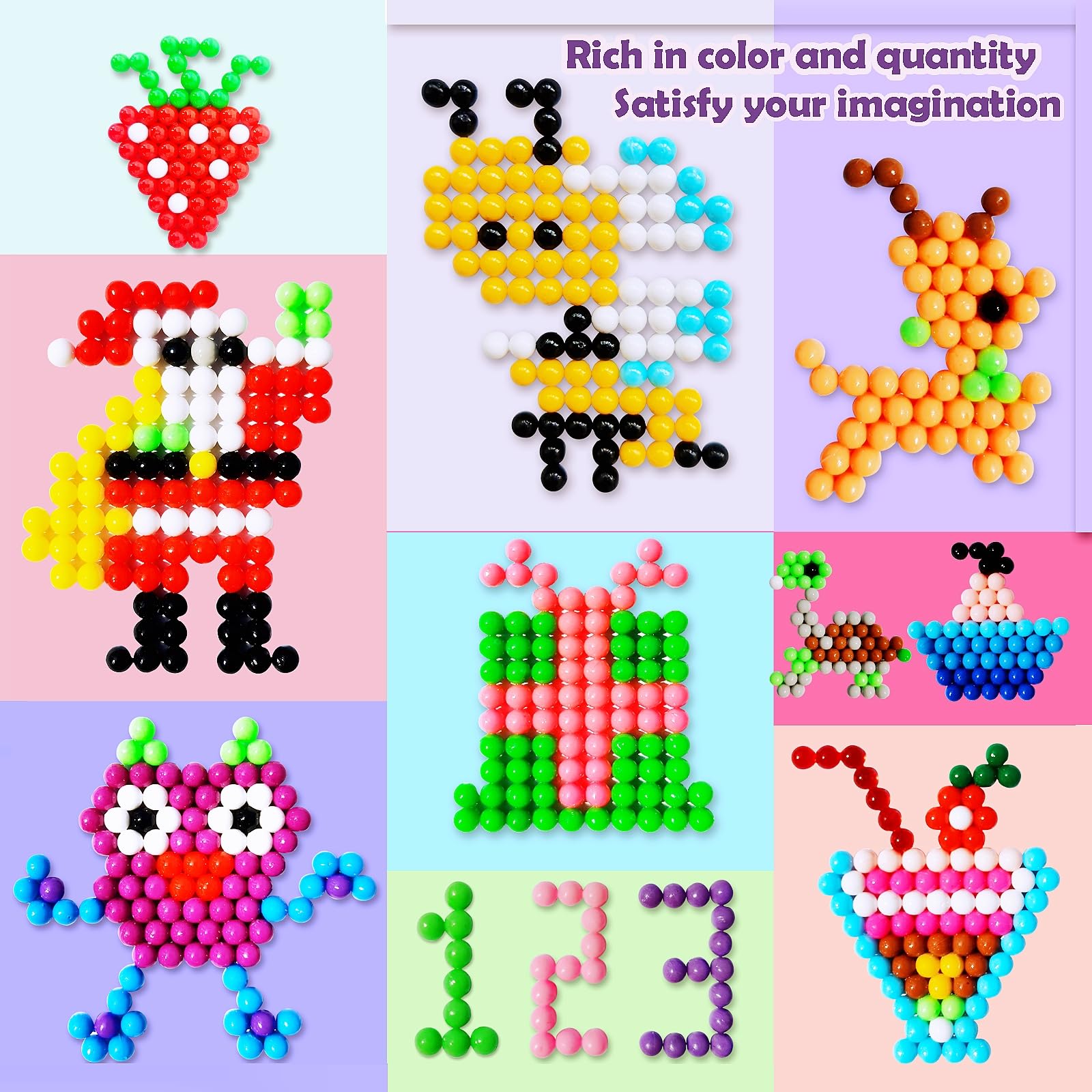 Non-Iron Fuse Beads Kit - 48 Vibrant Colors - 4960 Beads with 12 Glow-in-Dark Arts and Crafts Bundle - Image 2