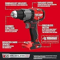 Vista 8 de CRAFTSMAN V20 Taladro de martillo inalámbrico de 1/2 pulgada, solo herramienta (CMCD726B)