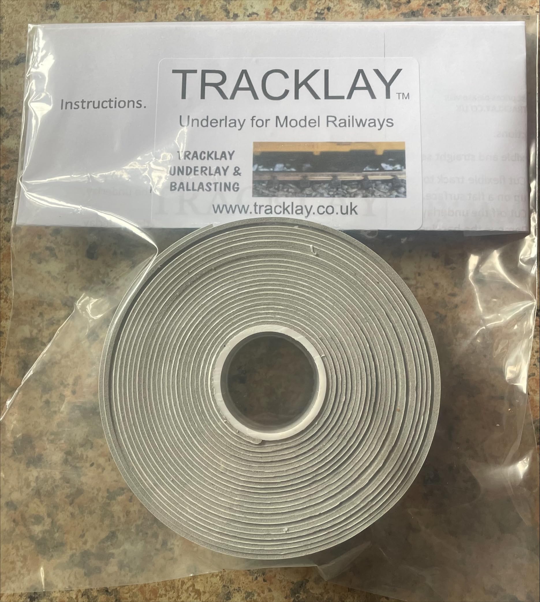 Model Railway Track Underlay. N gauge, various lengths, Tracklay (20m)
