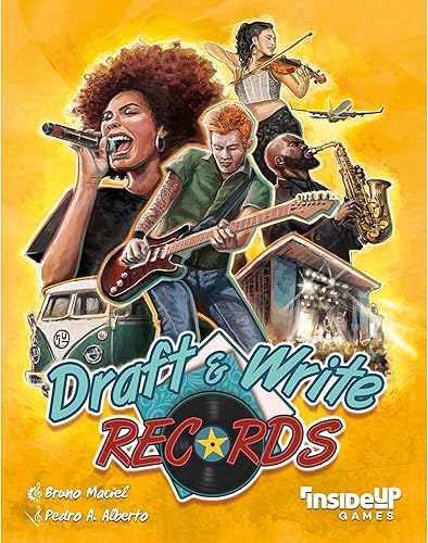 Inside Up Games Draft & Write Records - Juego de mesa de música, dibujo de cartas, Draft Your Band, Tour The World, Top The Charts, Edad 10+, 1-6