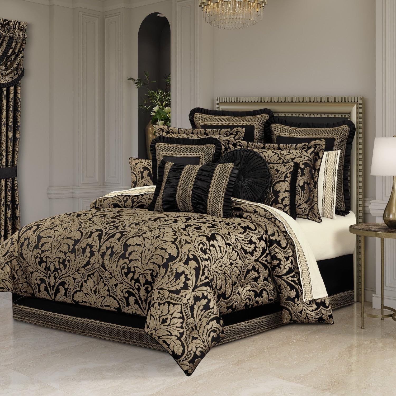 Amazon.com: J. Queen New York Brunello Black and Gold Comforter Set ...