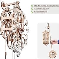 Vista 8 de Wood Trick Pendulum Wall Clock Kit Wooden 3D Puzzles for Adults to Build - 3D Wall Clock Mechanical Model - 42x12 in - Engineering DIY Project