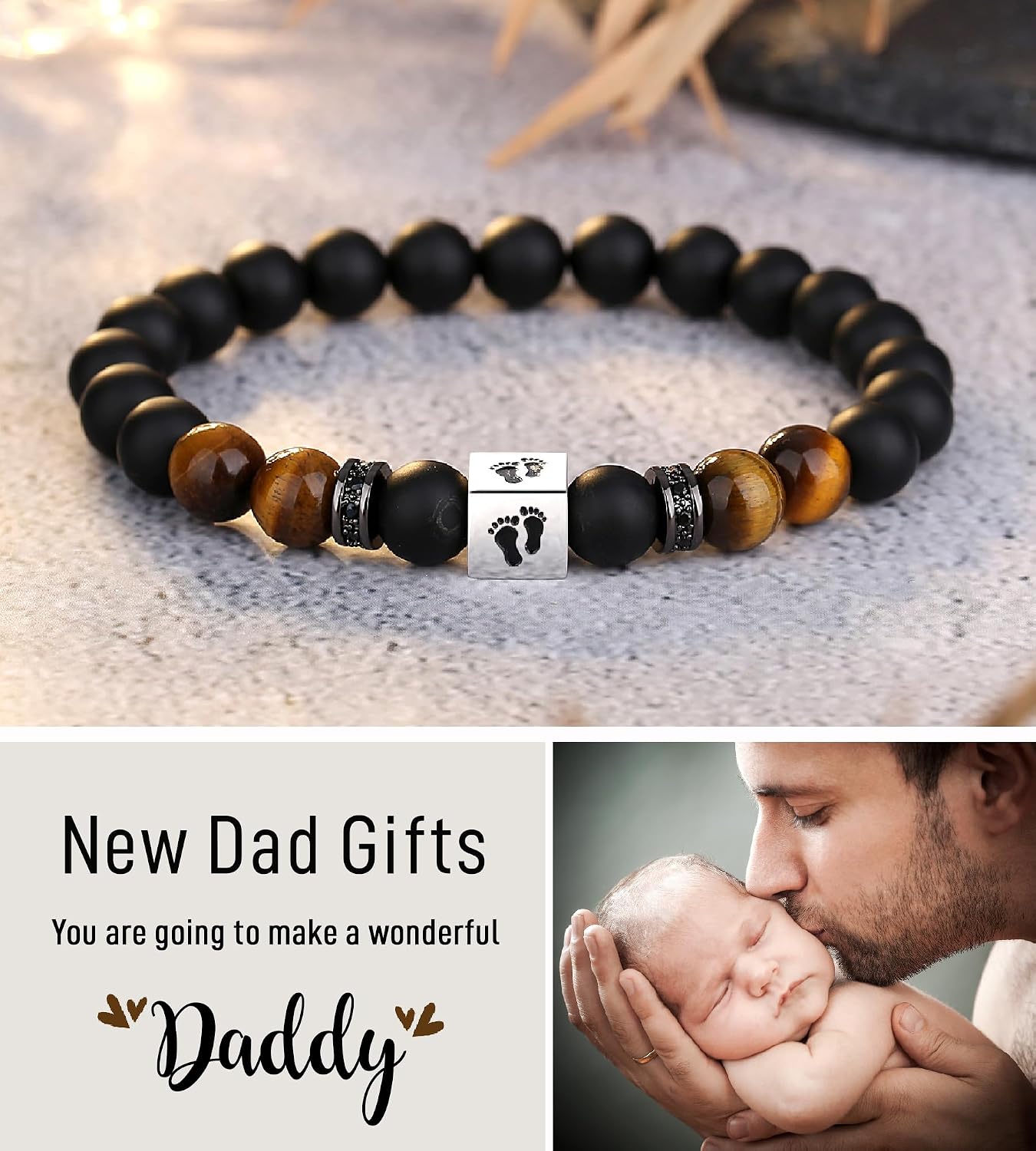 TONY & SANDY New Dad Gifts, First Time Dad Gifts, Daddy to be Bracelet, New Daddy Gift for Men on Father's Birthday Valentines Christmas