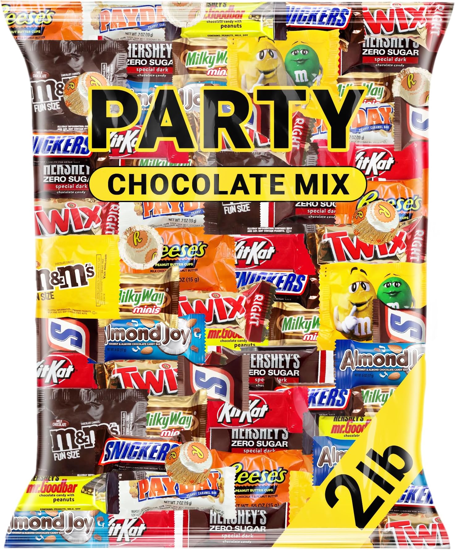 Chocolate Candy Variety Pack Bulk Assorted Individually Wrapped Mini Chocolate Bars 2 lb Mix for Office Break Room Party Gift Baskets Snack Bowls and Shared Spaces