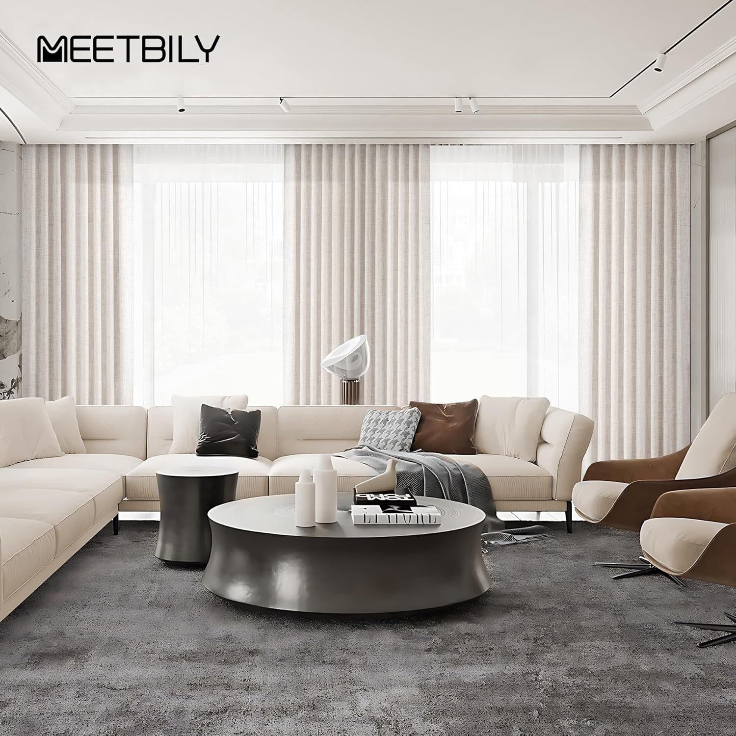 Linen Drapes 92 Inch Long Curtains 2 Panels Set Rod Pocket Back Tab Light Filtering Privacy Window Sheer Curtain Panels for Living Room Bedroom Farmhouse, 50x92 in Long