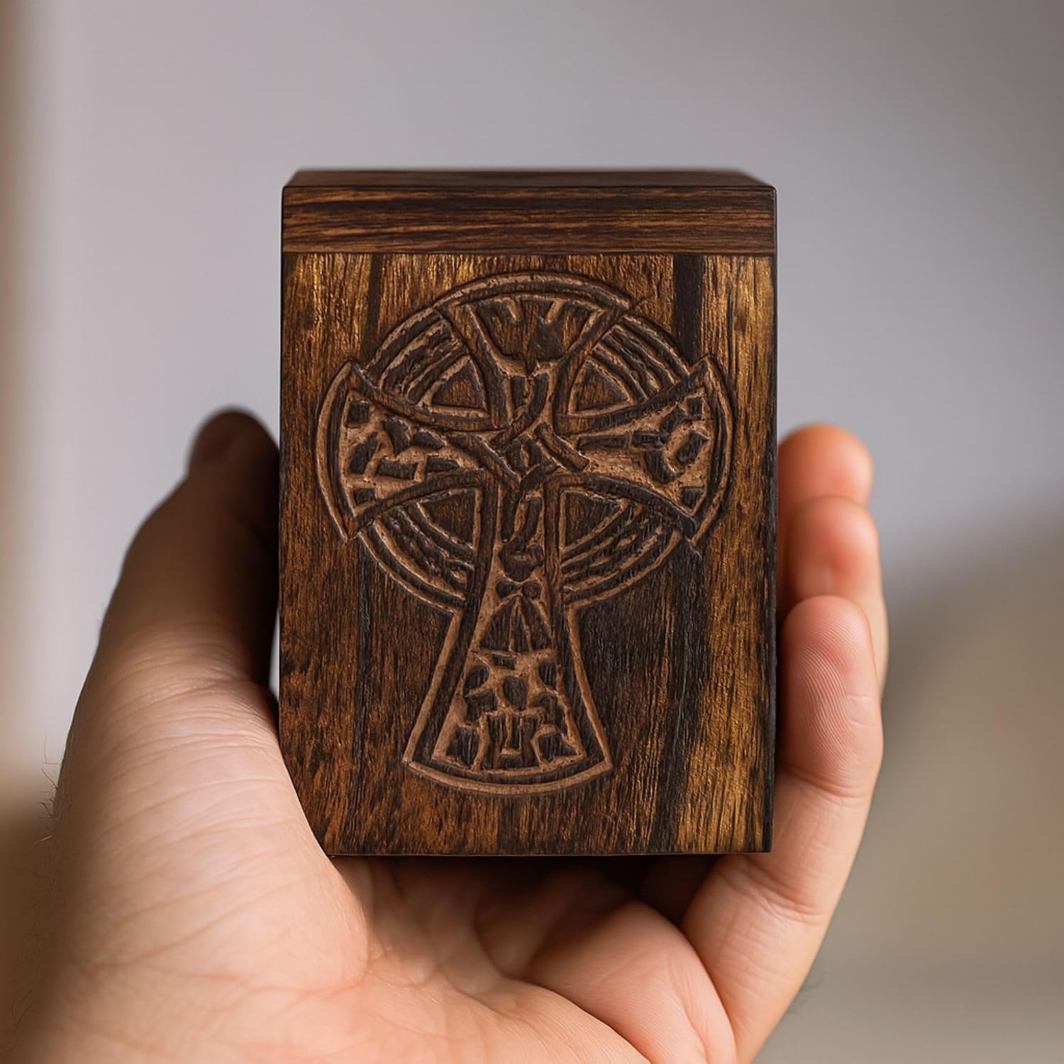 Hashcart Celtic Cross Wooden Urn for Human or Pet Ashes, 12 Lbs image 4