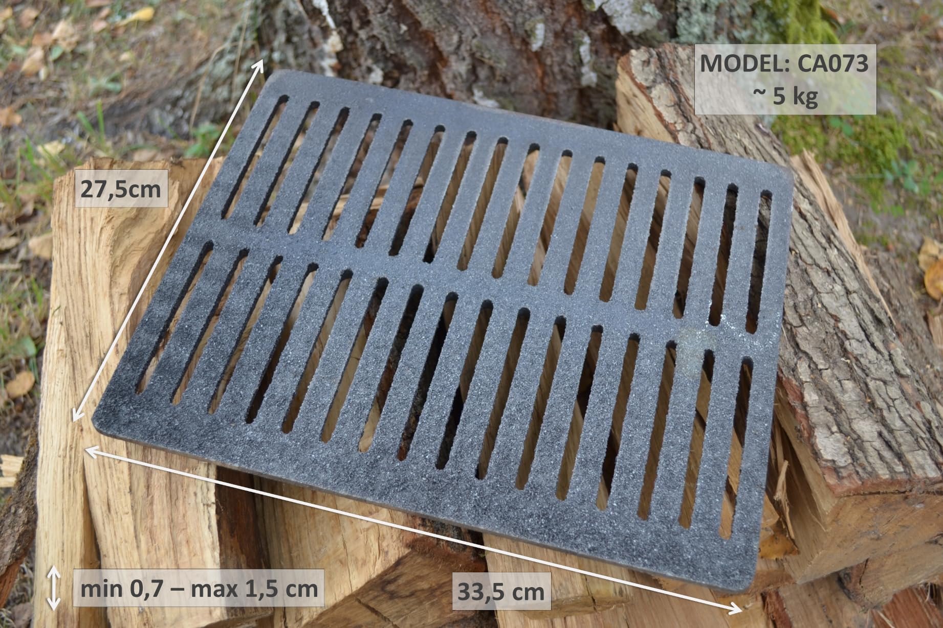 SEZAM Griglia in ghisa, 33,5 x 27,5 cm, per forno e cenere, diversi diametri, adatta per camino, stufa, griglia per stufa, griglia per forno, griglia per barbecue