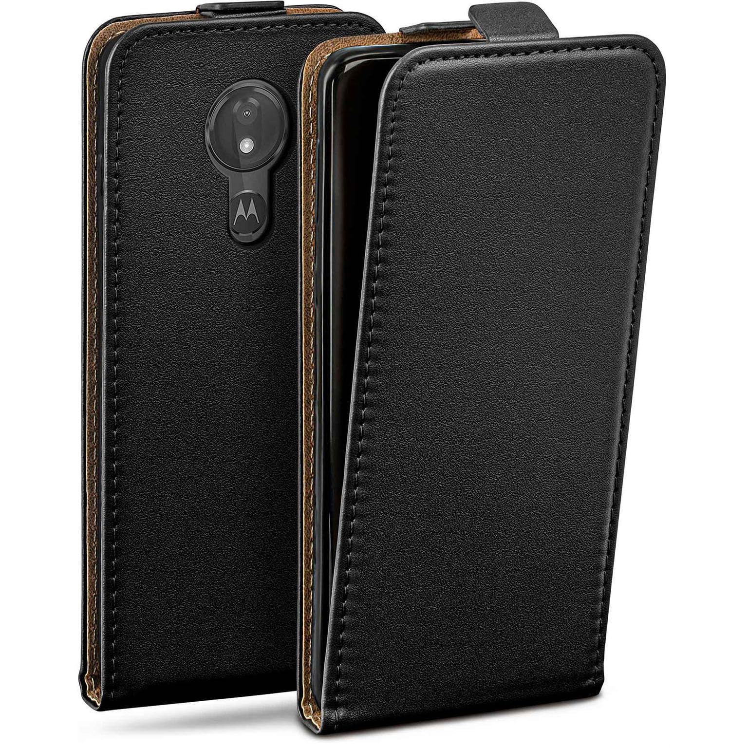 MoEx Custodia A Portafoglio In Pelle Vegana Per Motorola Moto G7 Power - Pieghevole, Chiusura Magnetica, Protezione Completa 360° - Nero