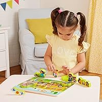 Vista 2 de B. toys Peek & Explore 2 – Pack – Espacio exterior y autobús escolar – Paquete de rompecabezas grueso – Rompecabezas para niños pequeños, niños – 8