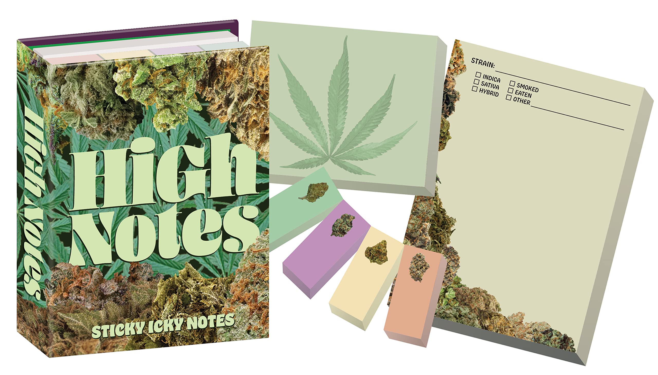 The Unemployed Philosophers Guild High Notes Sticky Icky Notes - Pot Themed 3.25" by 4.25" Booklet with Self-Sticky Individual Notes Inside