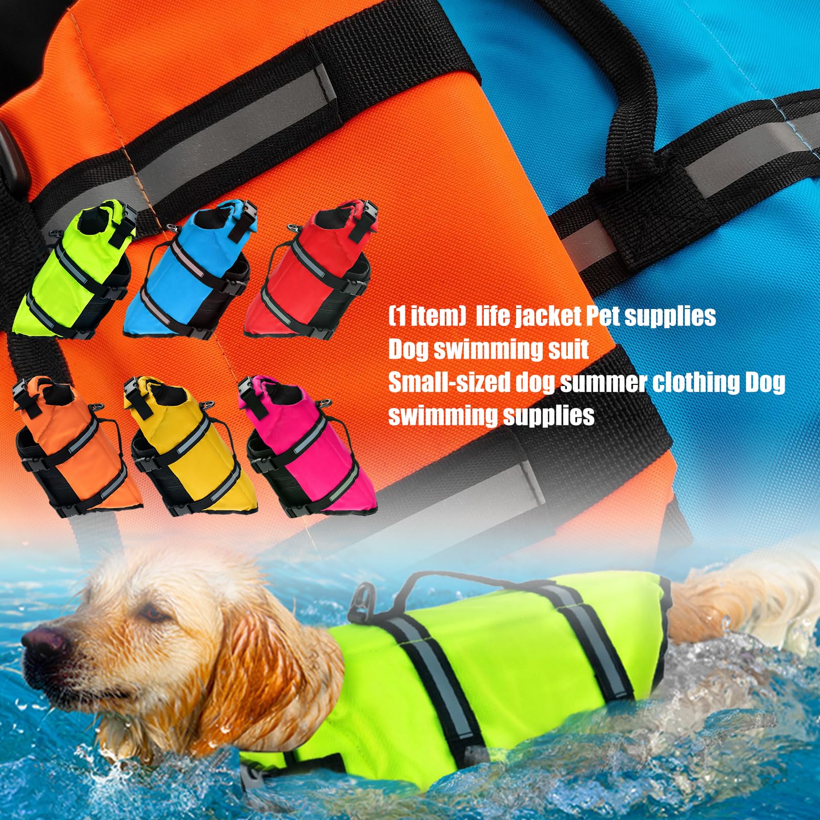 Chaleco salvavidas para perros, cómodo, ajustable, amarillo L