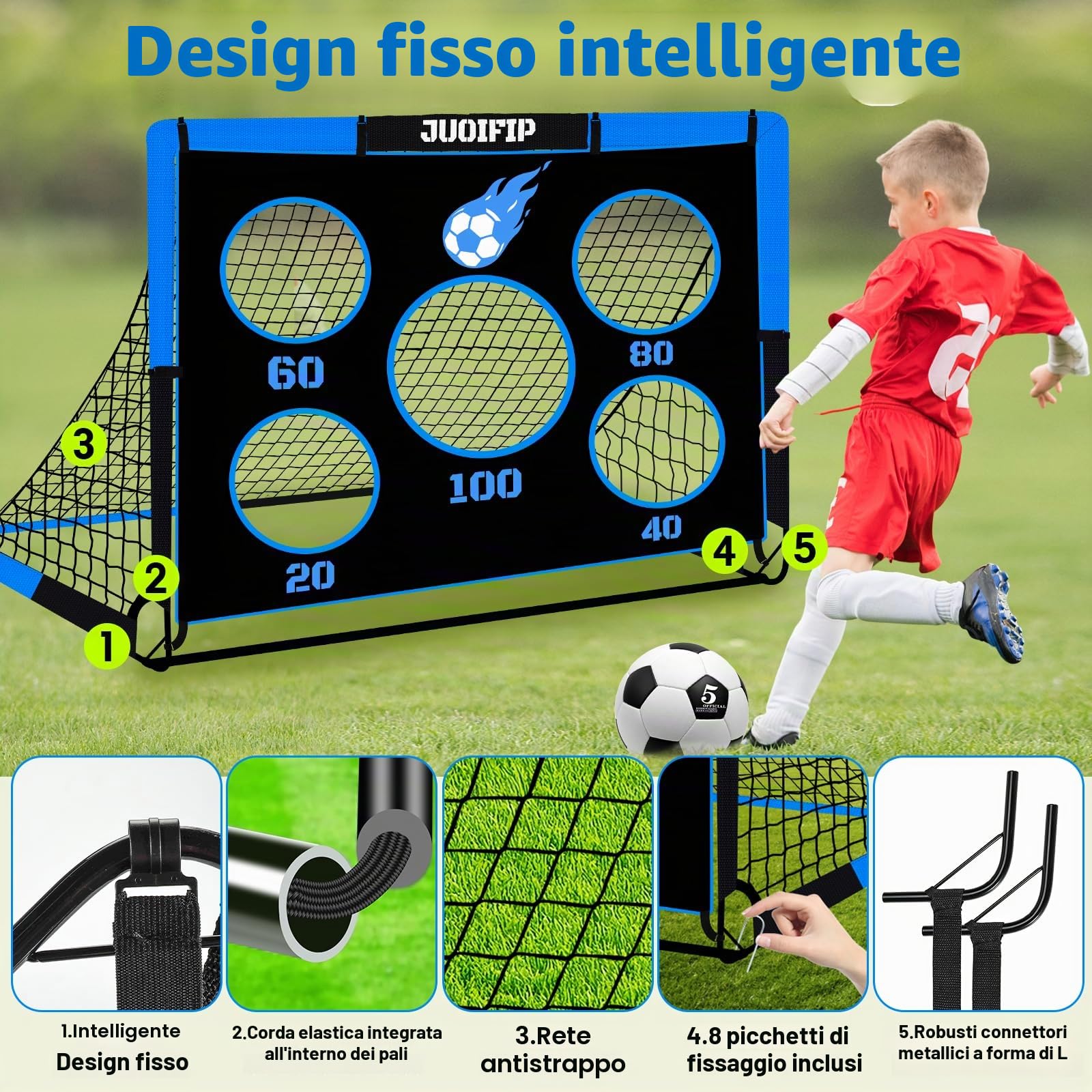 NZQXJXZ - Porta da calcio 3-in-1 per bambini, rete da calcio 150 x 120 cm, pali da calcio per giardino con 2 tessuti intercambiabili e una palla, borsa per il trasporto, facile da montare e pieghevole