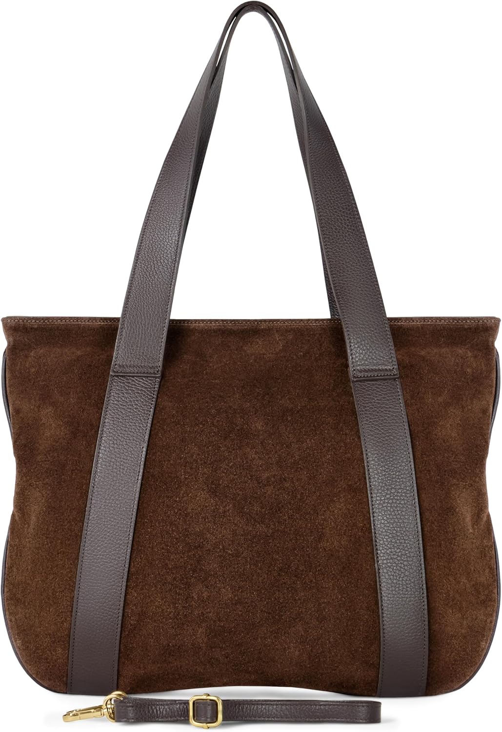 Italian Genuine Suede Leather Tote for Women with Secure Zipper & Adjustable Strap ...
