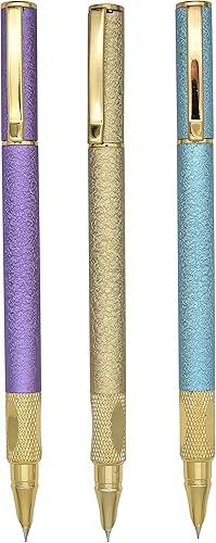 Gullor Pluma estilográfica extra ligera brillante de 3 piezas, punta fina con convertidor de tinta, multicolor A
