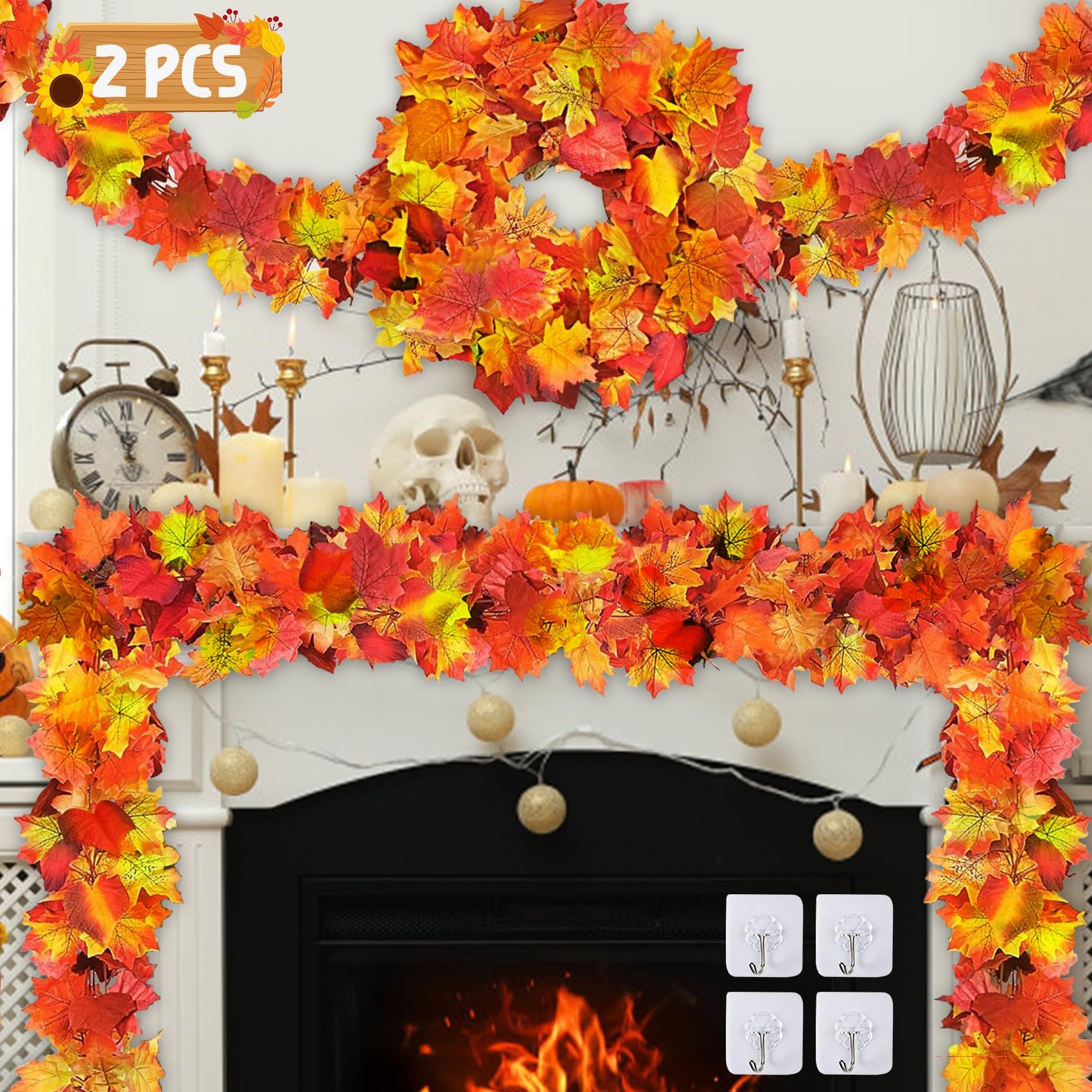 VINGVO Guirlande Lumineuse à DEL Feuille D'érable à Piles Guirlande Lumineuse Feuilles D'érable