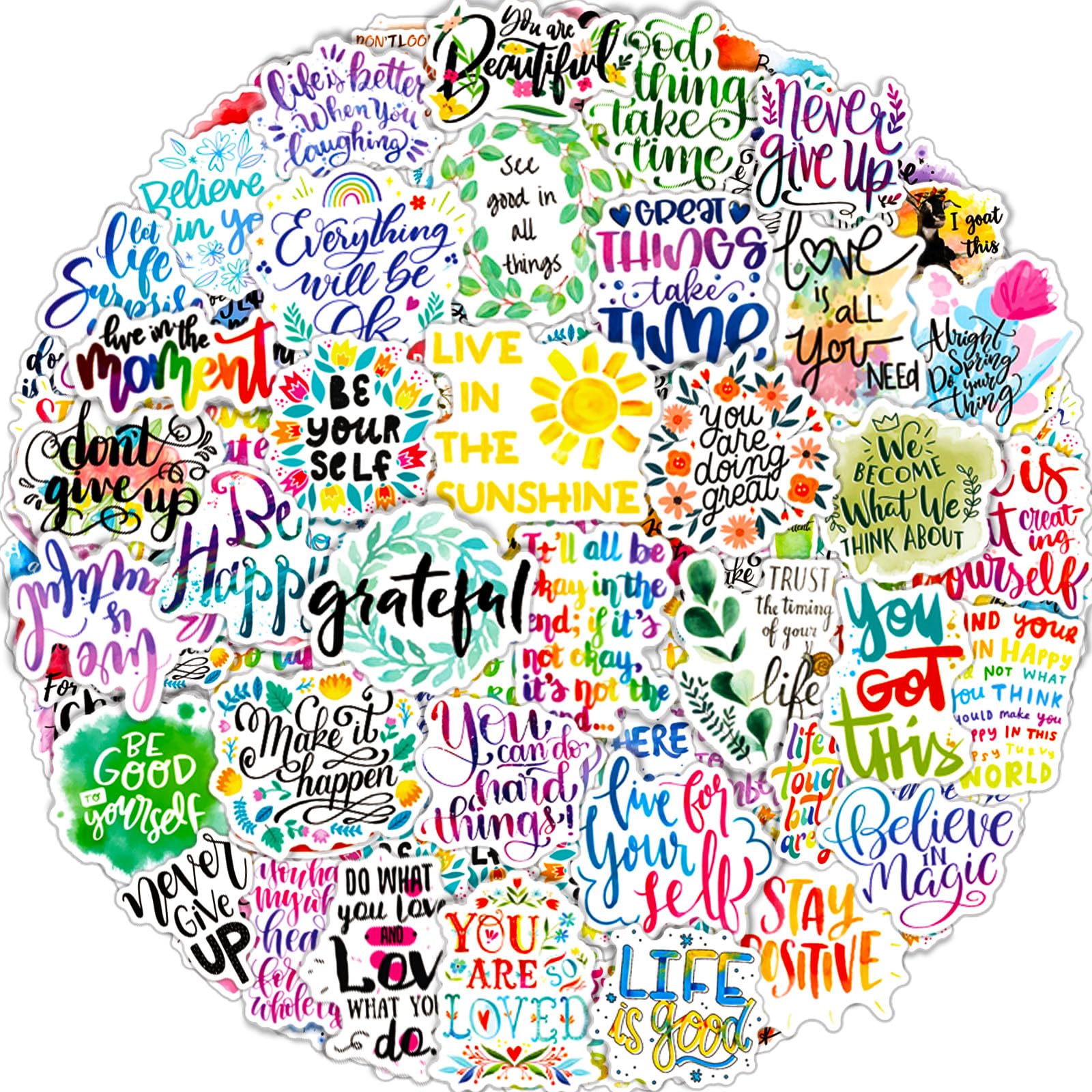 Motivational Stickers 100 Pcs Colourful Positive Affirmation Inspirational Quotes Sticker Pack, Teacher Prizes for Kids Reward, Waterproof Vinyl Stickers for Laptop Scapbook Journall Water Bottle etc