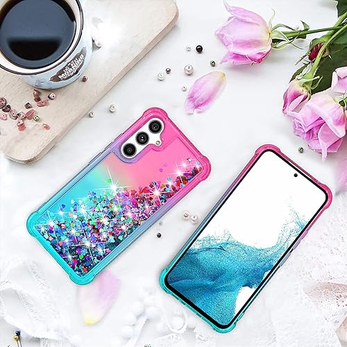 Miniatura 7 de Funda para Galaxy A54 5G, Samsung A54 5G, con protector de pantalla HD, degradado de arena movediza con purpurina líquida flotante en cascada