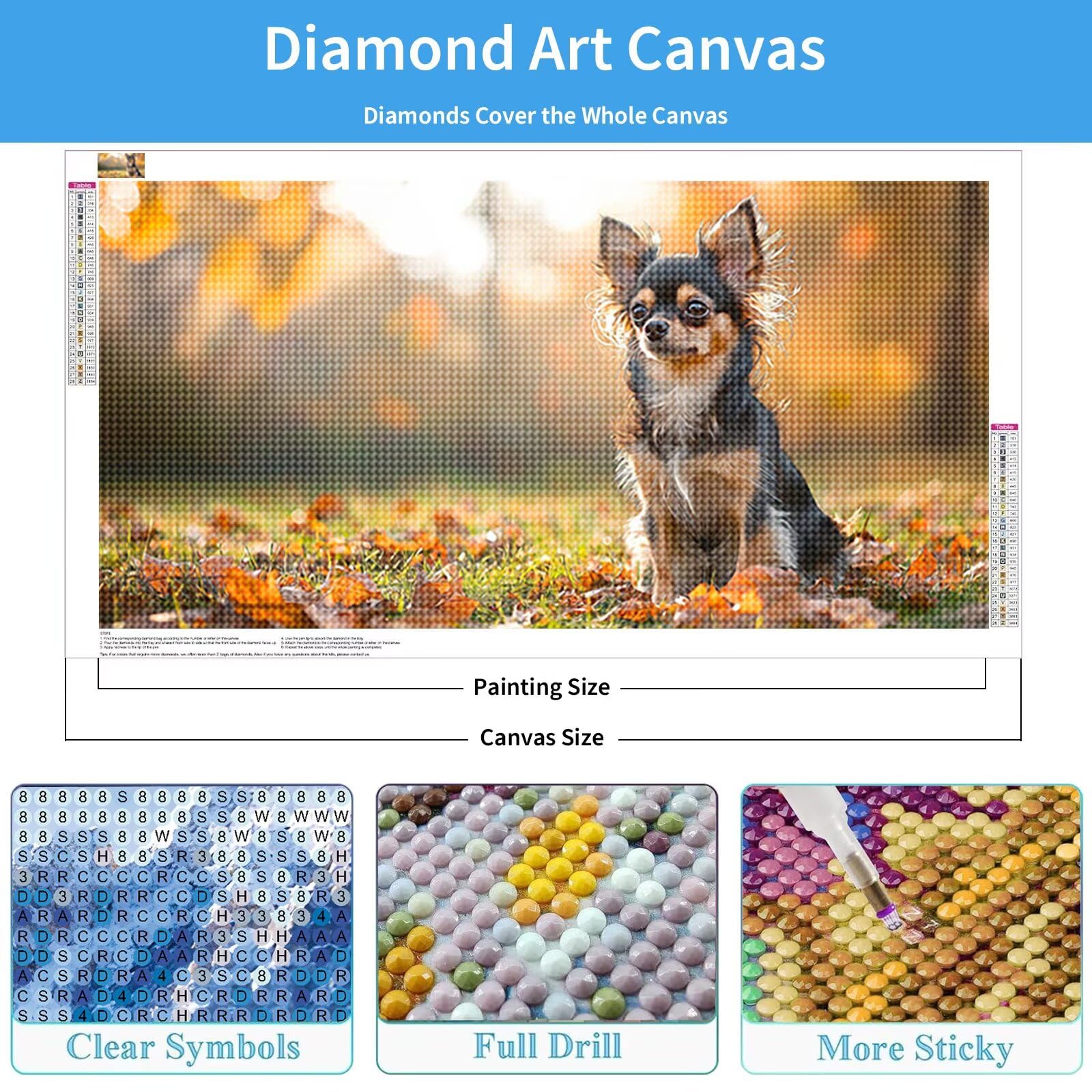 Diamond Painting Hund Diamant Painting Bilder Erwachsene 140x70 cm Q0-15
