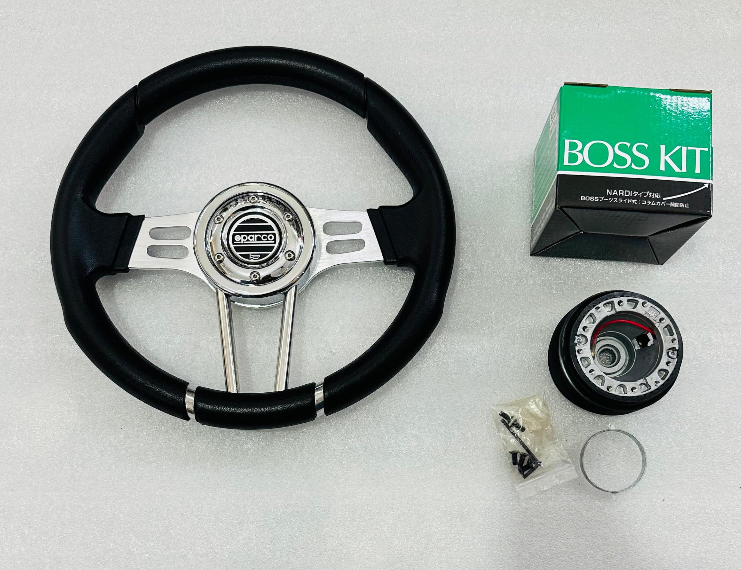 Chrome Rod Sparco Steering 13 inch Sports Style Steering Wheel for Sports Car Look Rally Race Off Road with HUB Free 1 Piece-image-46