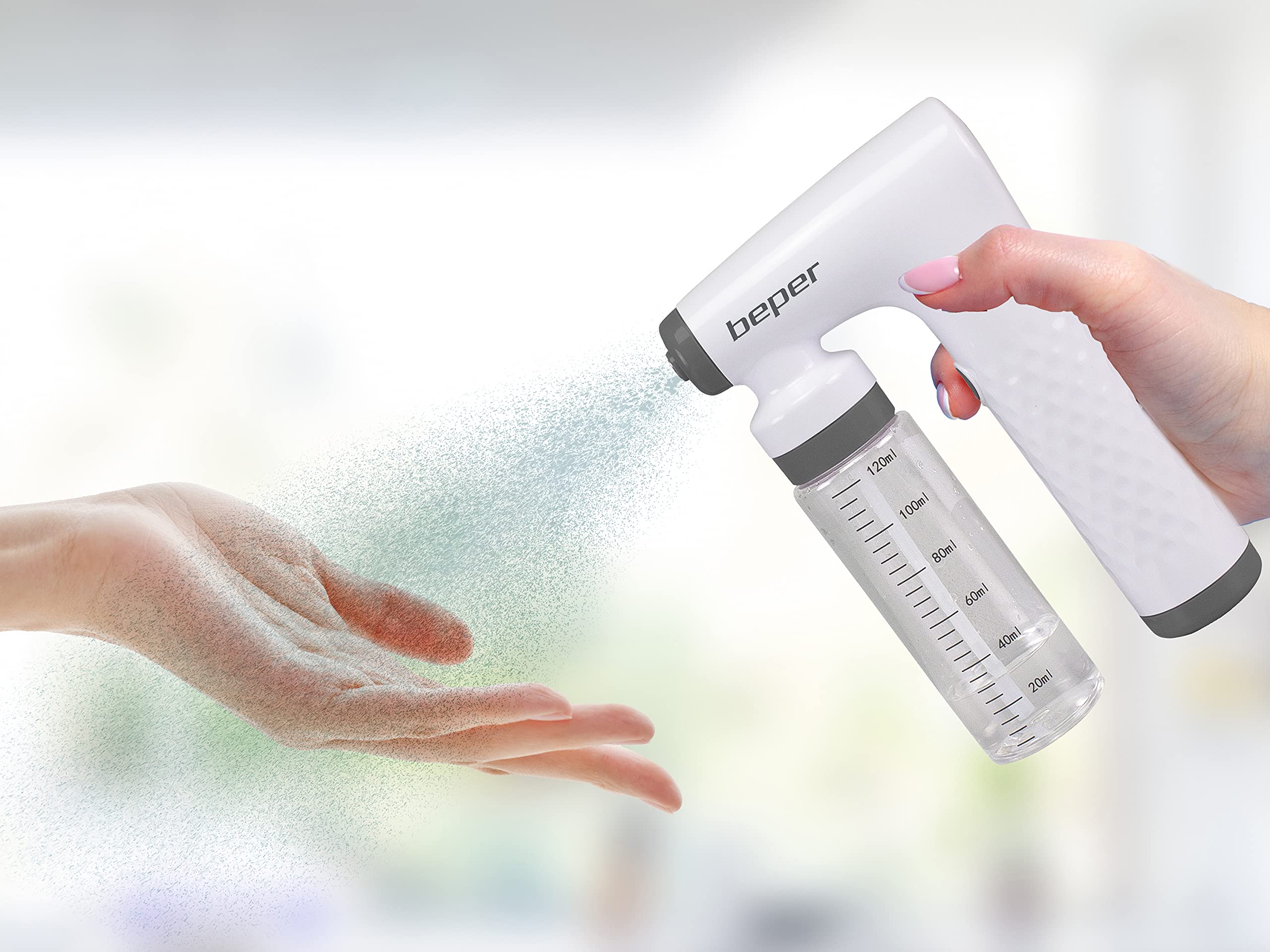 BEPER P202VAL110 Spruzzatore Elettrico, Nebulizzatore ricaricabile,2,6W, ABS, 120 ml, Utilizzabile con soluzioni disinfettanti a base alcolica, per le superfici, mobili e oggetti di uso comune