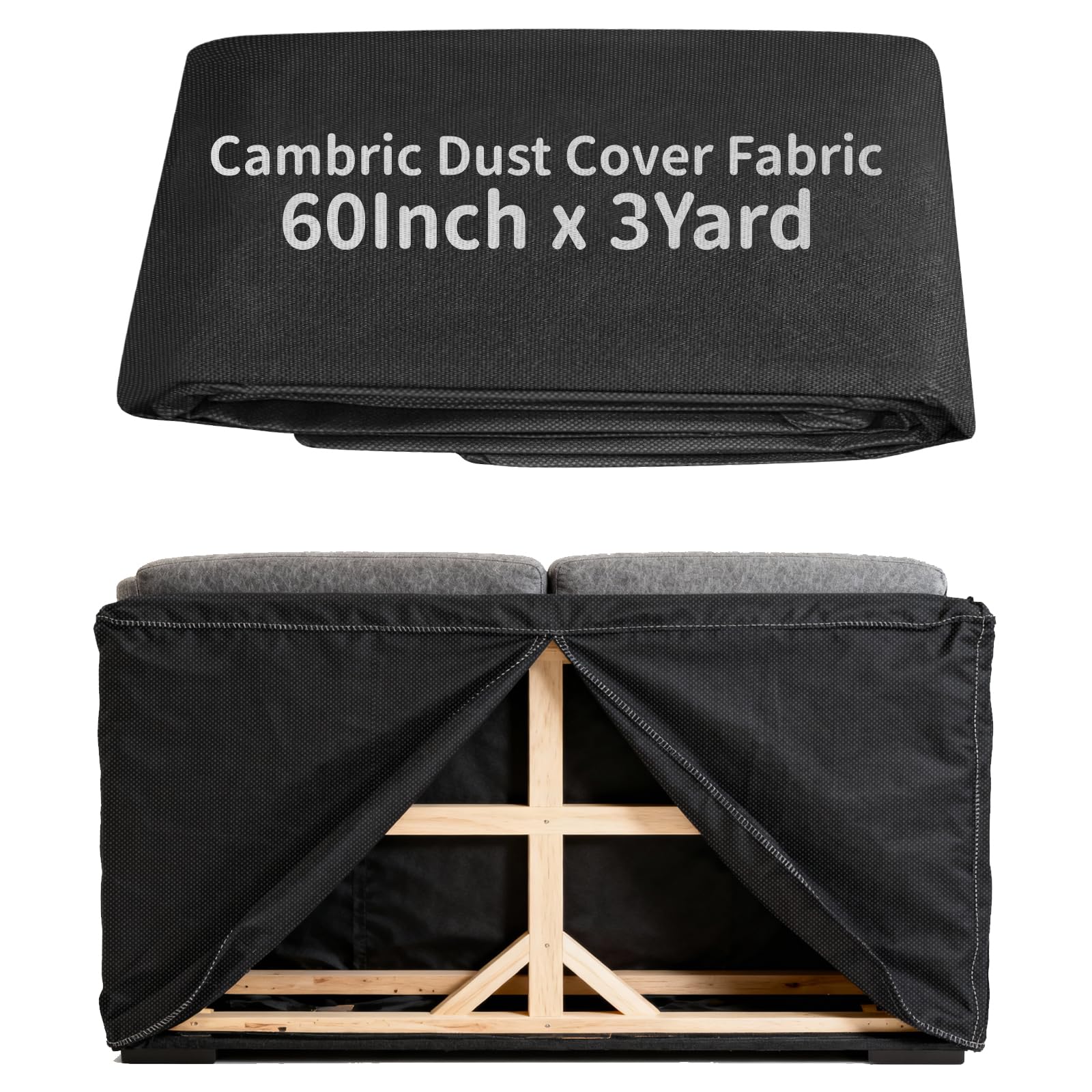 Photo 1 of KEPYDRMTF Upholstery Cambric Dust Cover Fabric, 60 Inch x 3 Yard, Replacement Material for Bottom of the Sofas, Chairs, Conceals Frame and Staples Inside Furniture