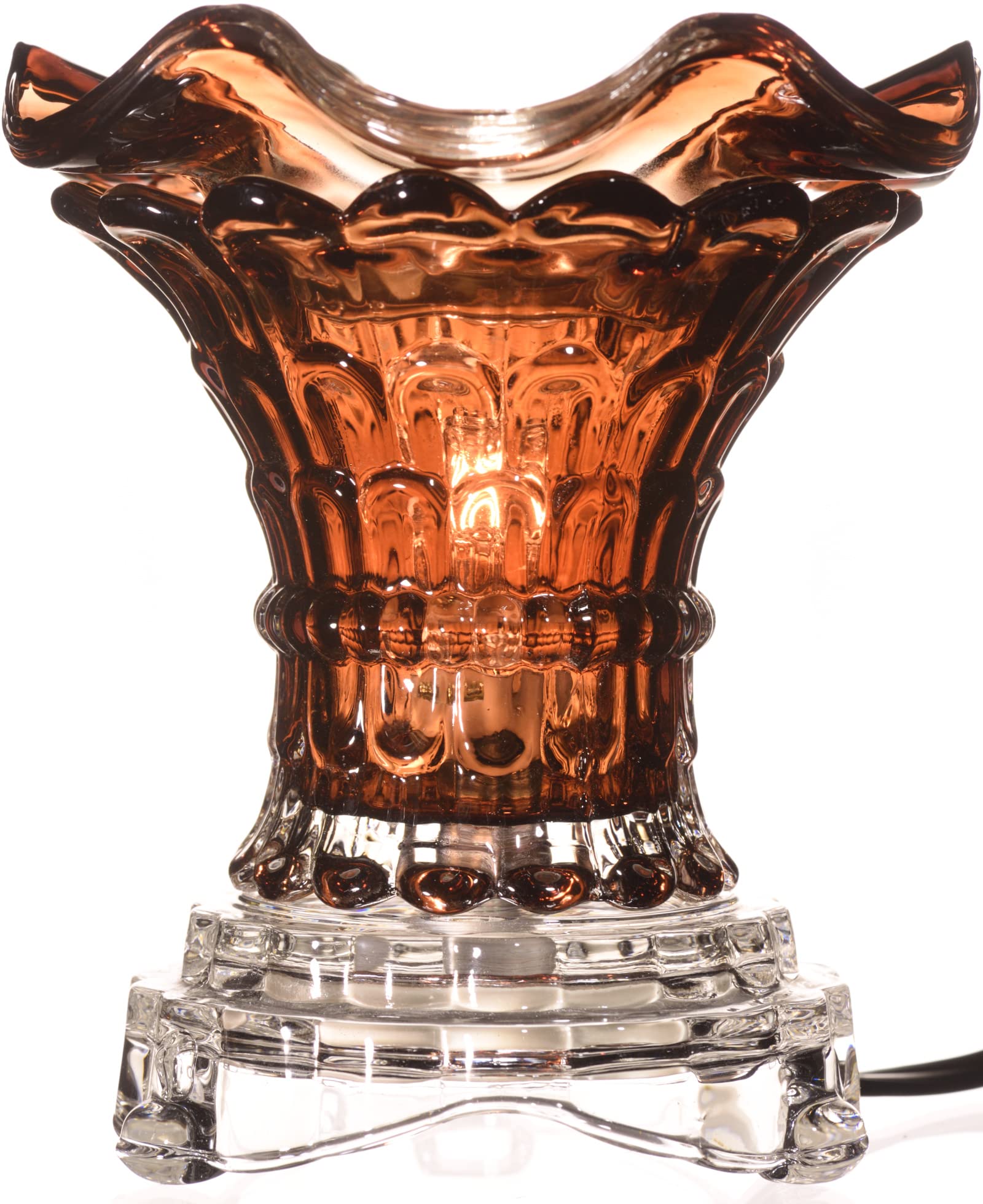 Brown Flared Glass Electric Aroma Lamp Oil and Wax Tart Warmer