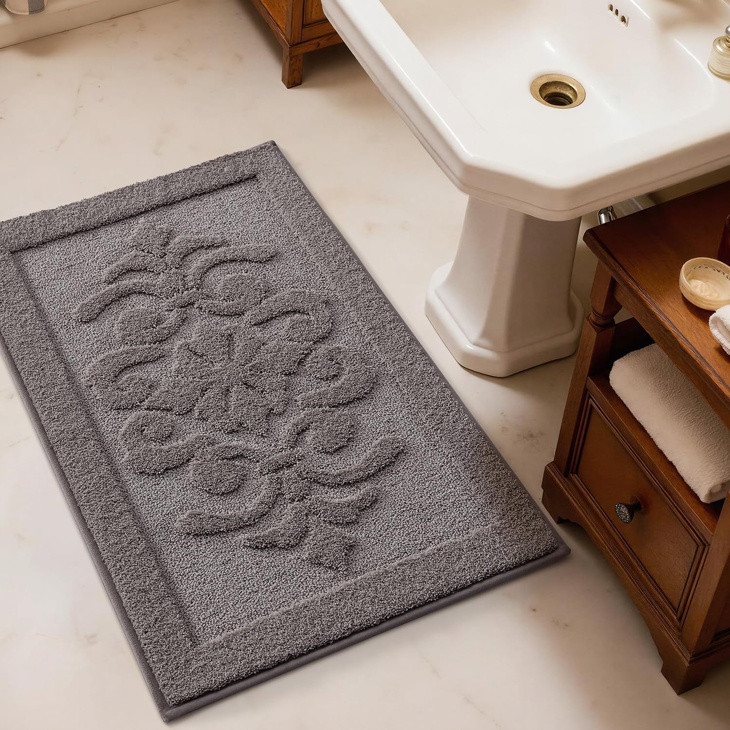 LUMI Ultra Absorbent Bathroom Rug Non Slip Rubber Backing, Machine Washable Bath Mat Soft Premium Microfiber, Elegant Luxury Bath Rugs Quick Dry for Bathtub and Shower Floor, Decor, 17x30 - Image 7