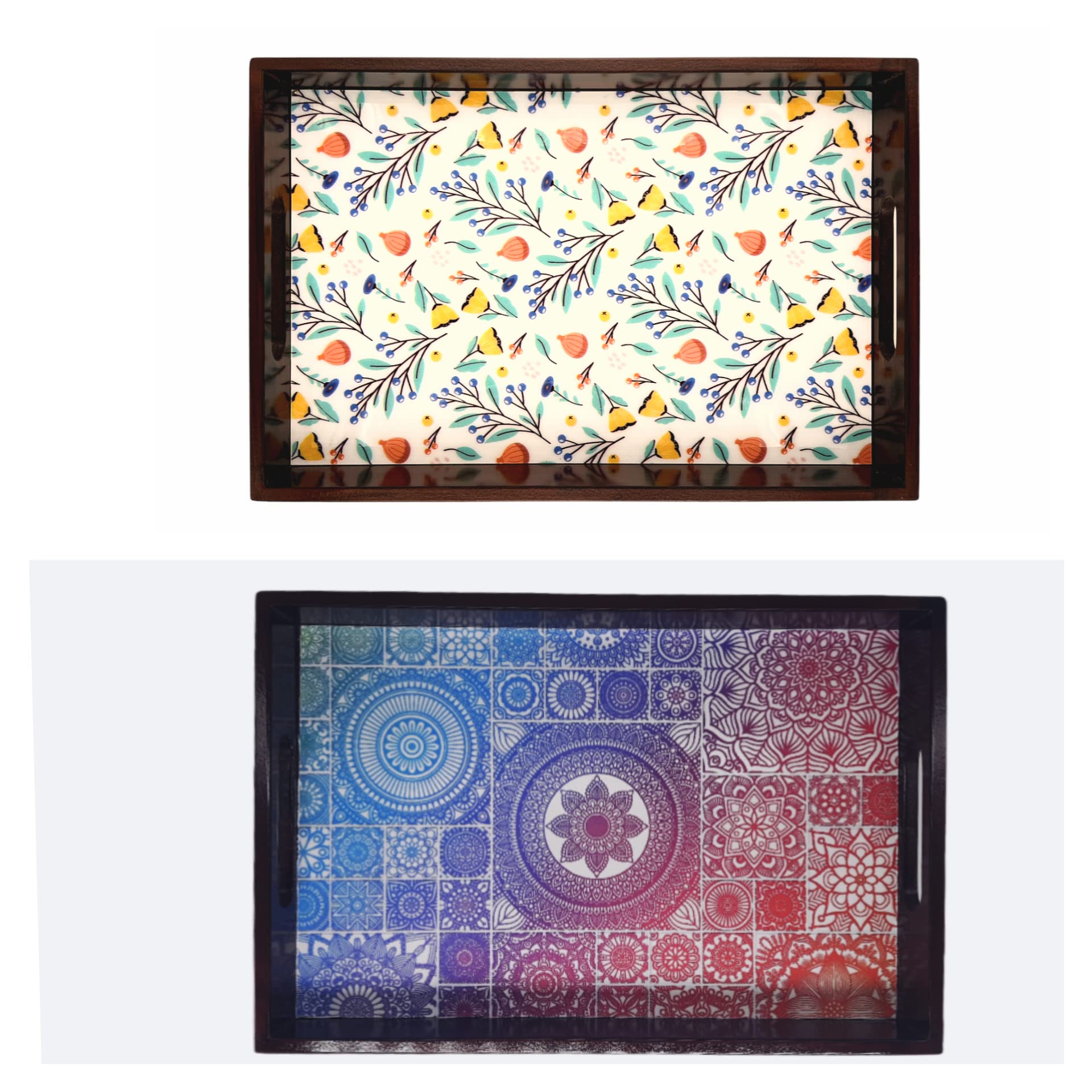 ESPOIR BLOOM Wooden Tray Home and Kitchen Use Serving Tray Dining Tray (30*20*4) EB-T418