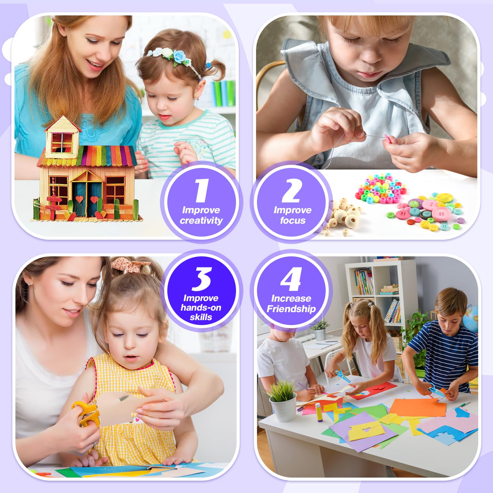 Gutenguy Kit de bricolage pour enfants - 2000 pièces - Grande boîte de bricolage - Cadeau pour filles et garçons - 3, 4, 5, 6, 7, 8, 9, 10, 11, 12 ans - Vert clair