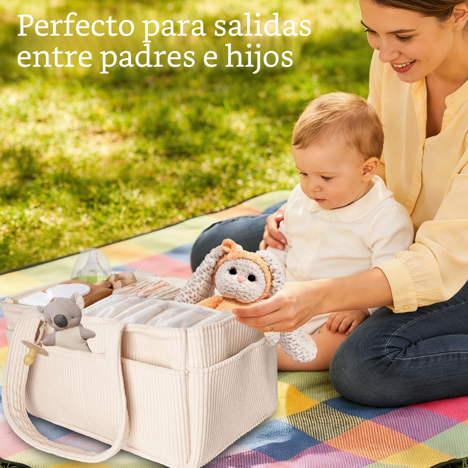 Cesta Organizadora Bebe, Organizador de Pañales para Bebé con Compartimentos Intercambiables, Organizador de Cambiador para Bebé, Regalo para Recién Nacidos